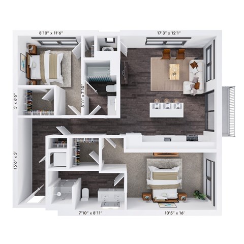 Alton Heights in Kansas City, Missouri Two Bedroom Floor Plan